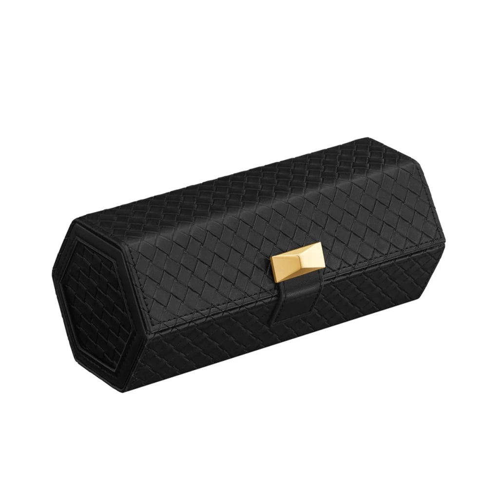 Scatola porta orologi da viaggio per 3 orologi PUpu effetto goffrato intrecciato forma esagonale idea regalo per riporre oggetti nascosti 98 x 212 x 87 cm nero 12_0006086