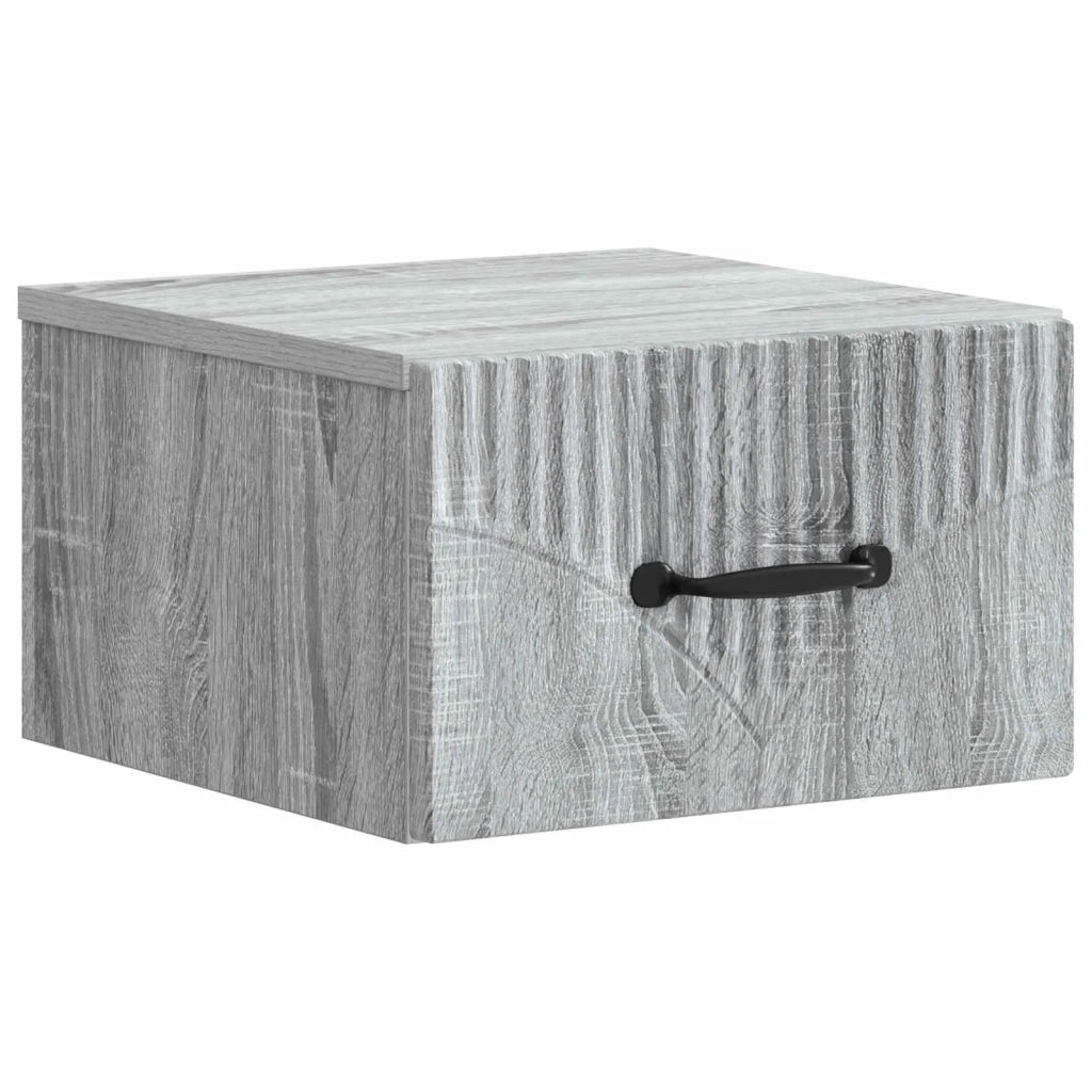 Set di 2 Comodini | Armadio da Notte | Mobiletto da notte a muro Grigio Sonoma 34,5 x 33 x 20 cm