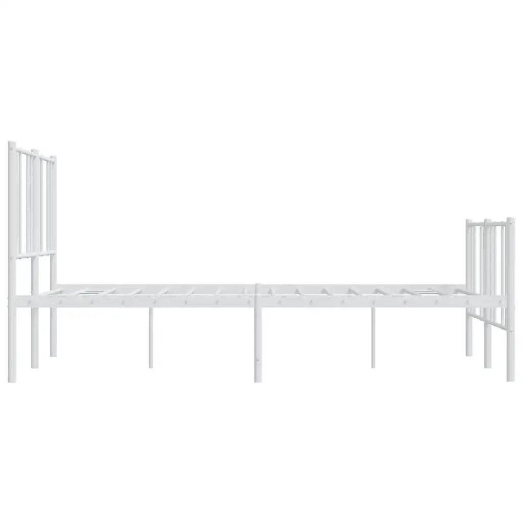 Letto matrimoniale | Letto per adulti | Giroletto con Testiera e Pediera Metallo Bianco 140x190 cm