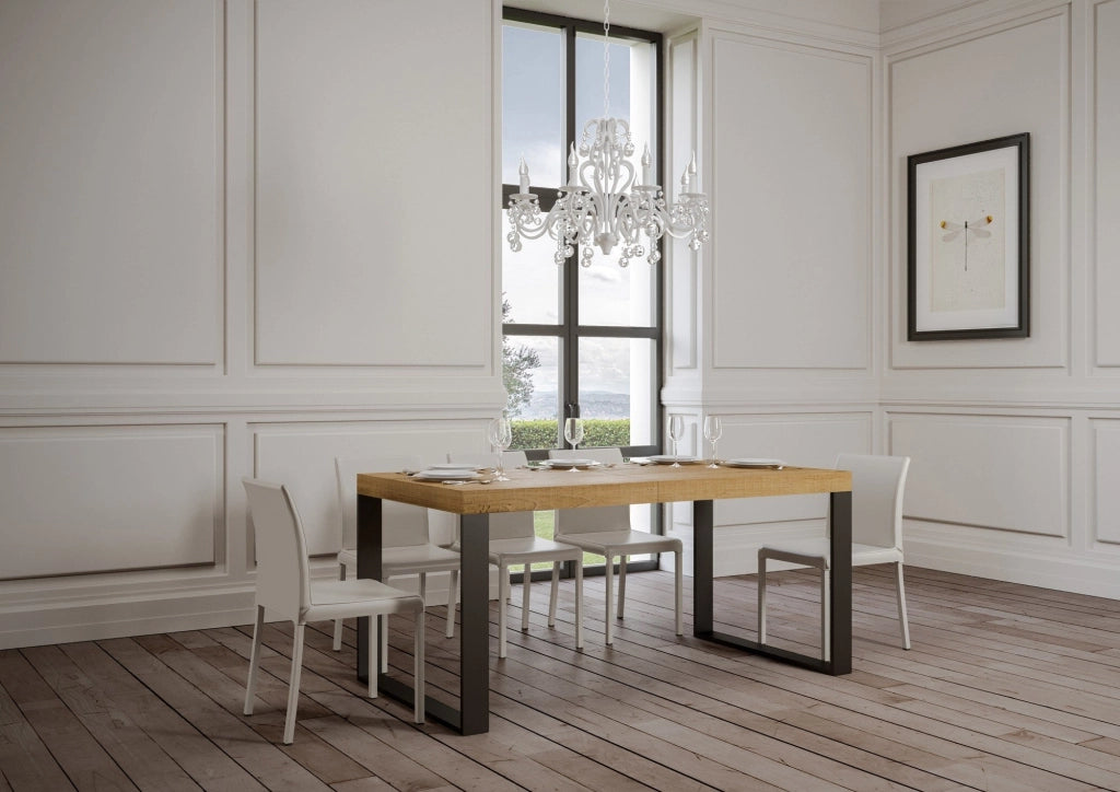Tavolo Allungabile 200-304x90x77 cm Tecno Quercia Natura Telaio Antracite