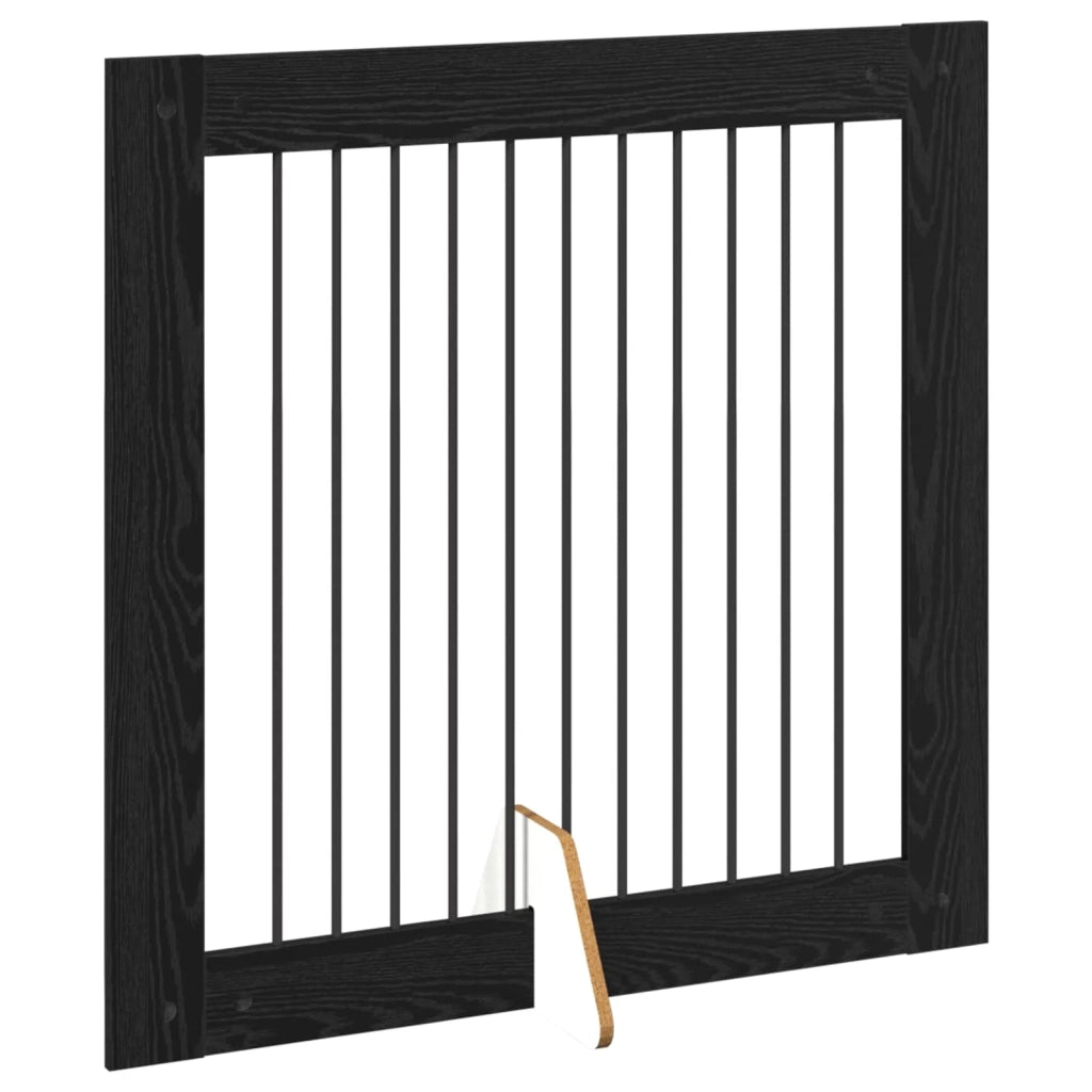 Cancello per cani pieghevole con supporti 4 pz Rovere Nero 892031