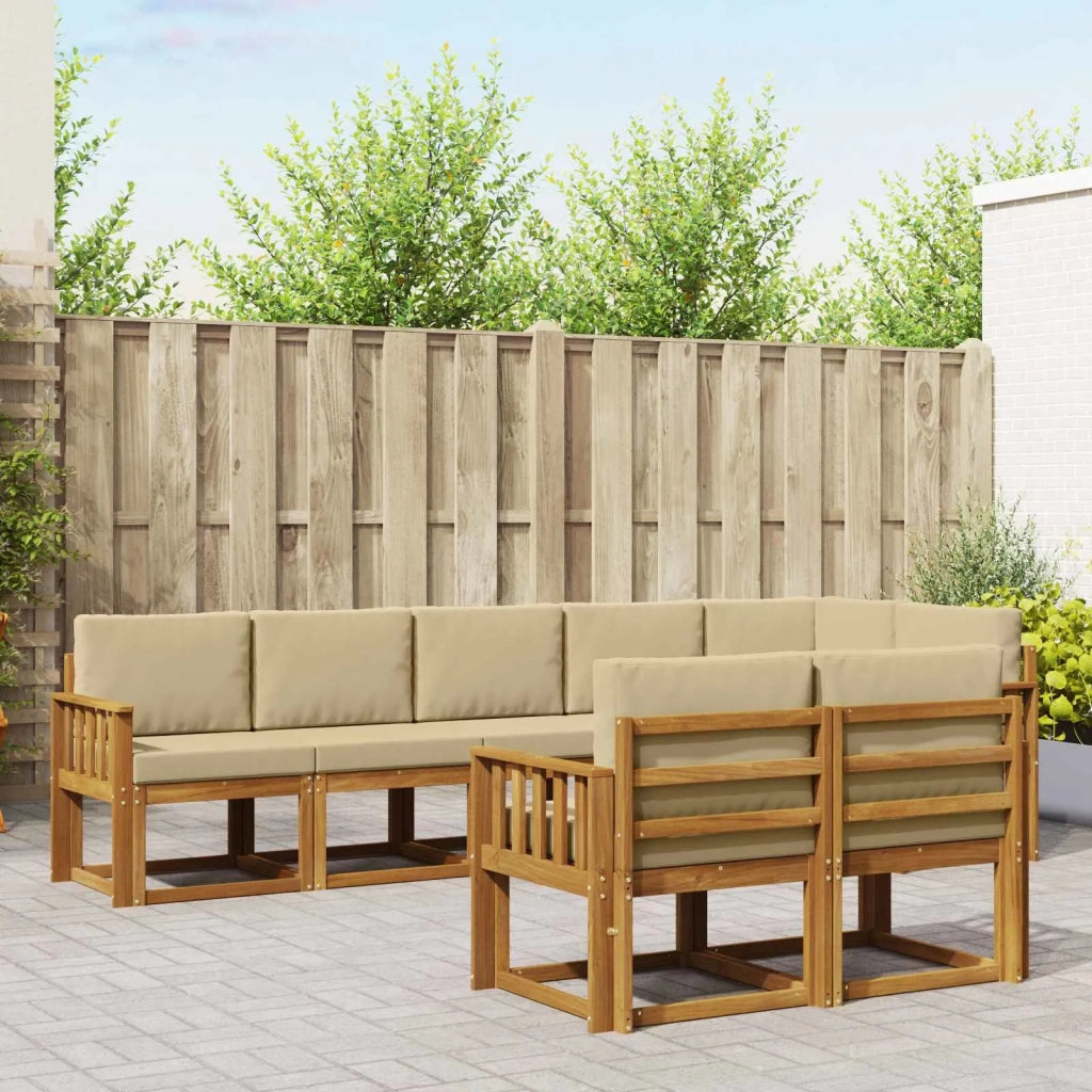 Set di divani da esterno con cuscino 8 pcs Naturale e Beige 3366566