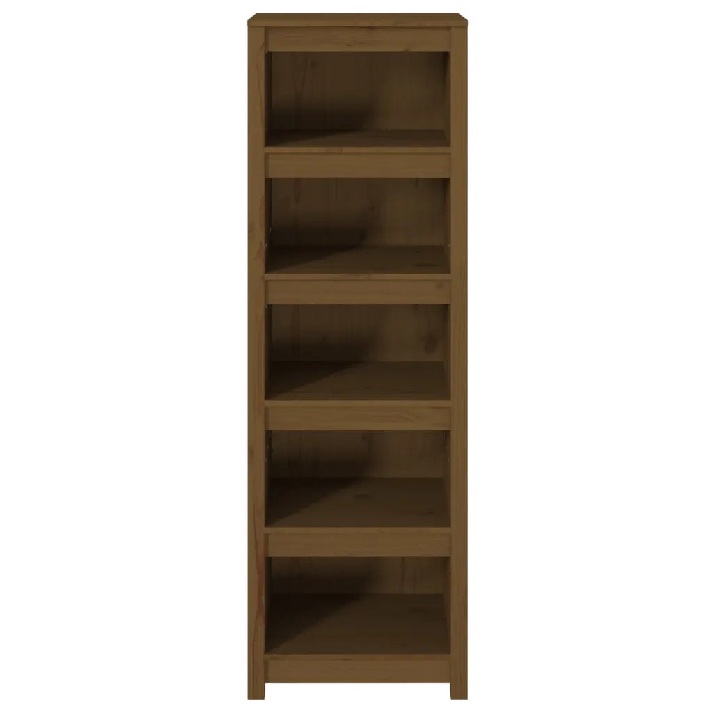 Libreria-Scaffale per Libri-Mobile di Stoccaggio Marrone Ambra 50x35x154 cm in Legno Massello di Pino