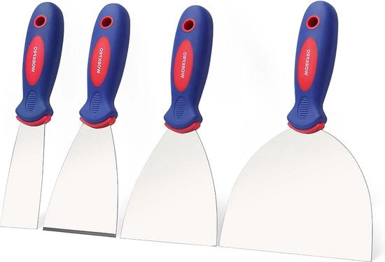 Set di pennelli per pittore, pennelli, set di acciaio inossidabile con manico di plastica, attrezzatura per pittori, pennello per impasto, 38 mm, 75 mm, 100 mm, 150 mm, 4 pezzi, inclusa 1 x tenuta fissa