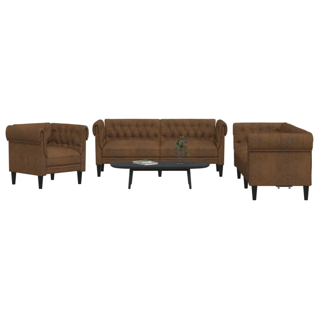 Set di Divani 3 pz Marrone in Tessuto 3209199