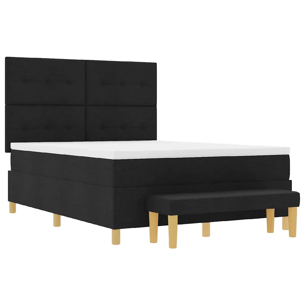 Letto a molle con testiera Nero 190 x 140 cm Tessuto 3344298