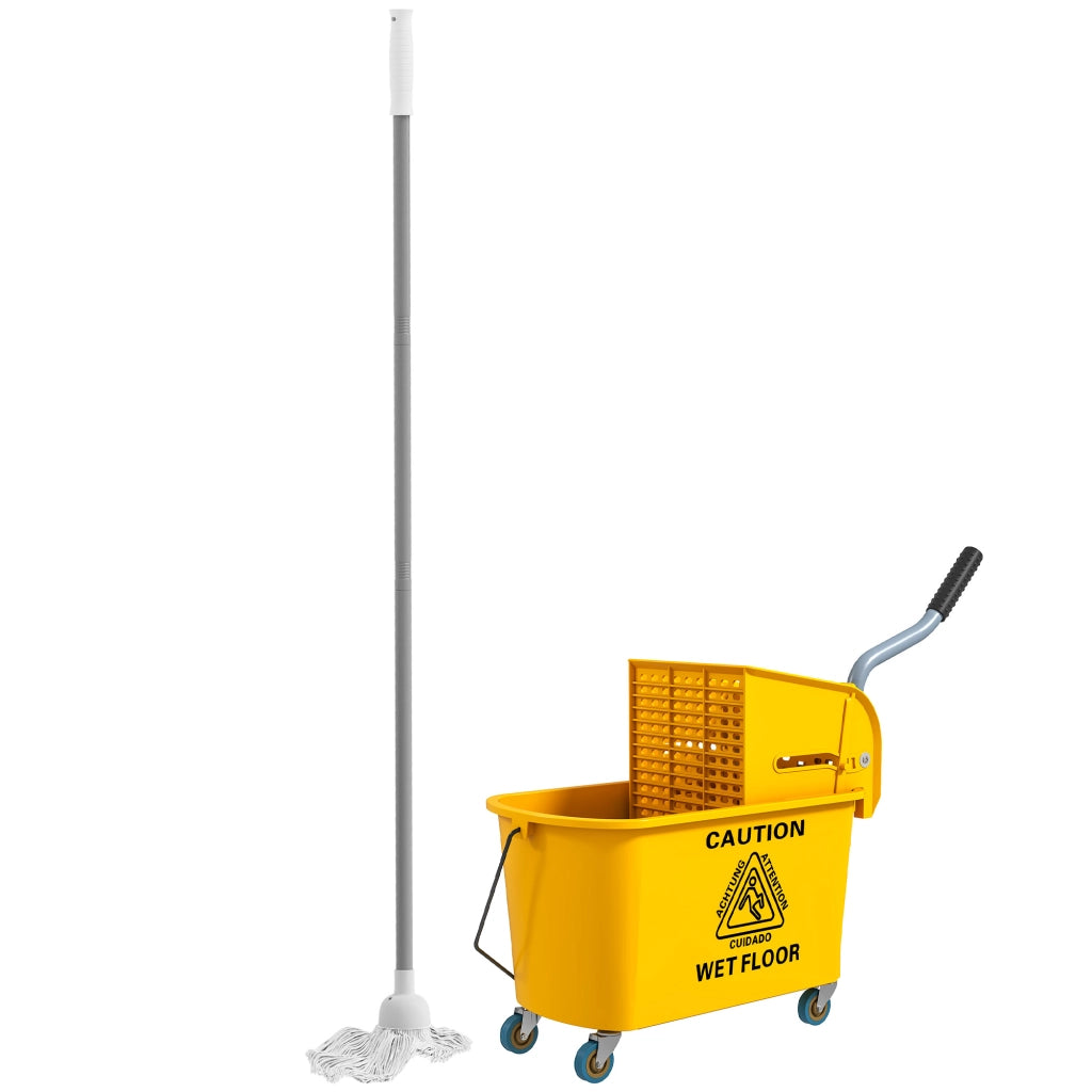 Secchio Lavapavimenti Professionale 20L con Mocio e Strizzatore ¨C Minimal ¨C Giallo 45x26.5x70 cm
