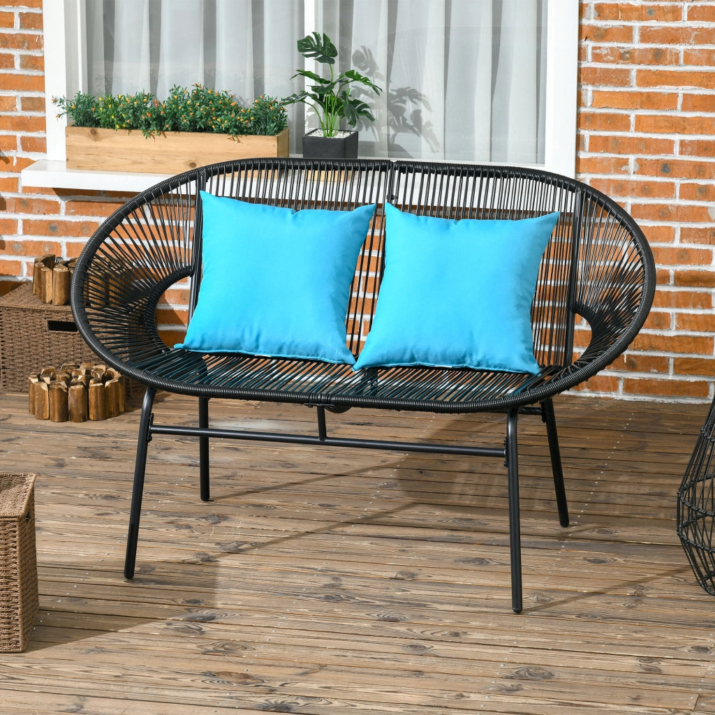 Divano 2 Posti Giardino Polyrattan ¨C Minimal ¨C Nero 132x72x83