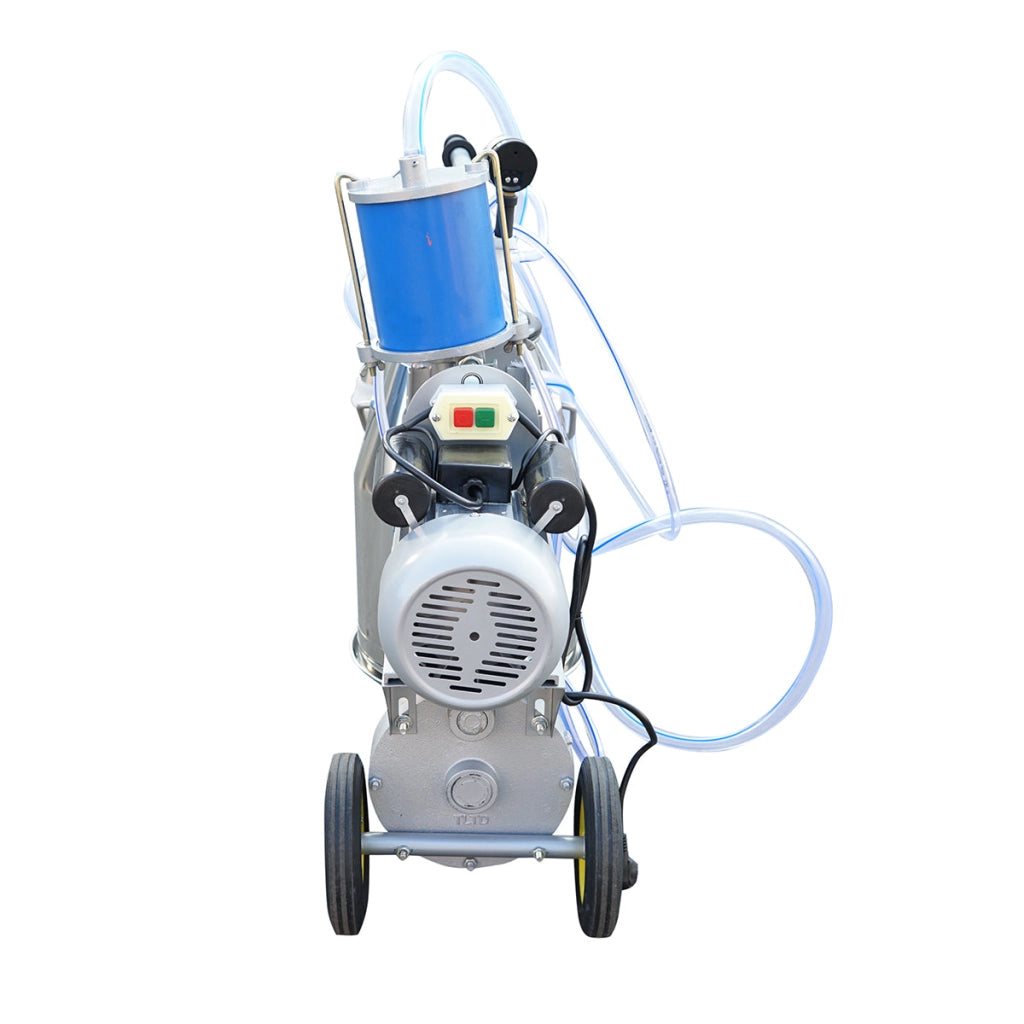 Dispositivo per mungitura di mucche, 1 postazione, 550W, 220V, bidone in acciaio inox da 25L, gruppo di mungitura con 4 manicotti, pressione del vuoto 45-50 kPa, pulsazioni 60-80 cpm