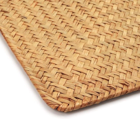 Tavoliere quadrati in rattan tessuto - Set di 4 - Tavoliere naturali in giunco - Tavolo da pranzo - 43 x 30 cm