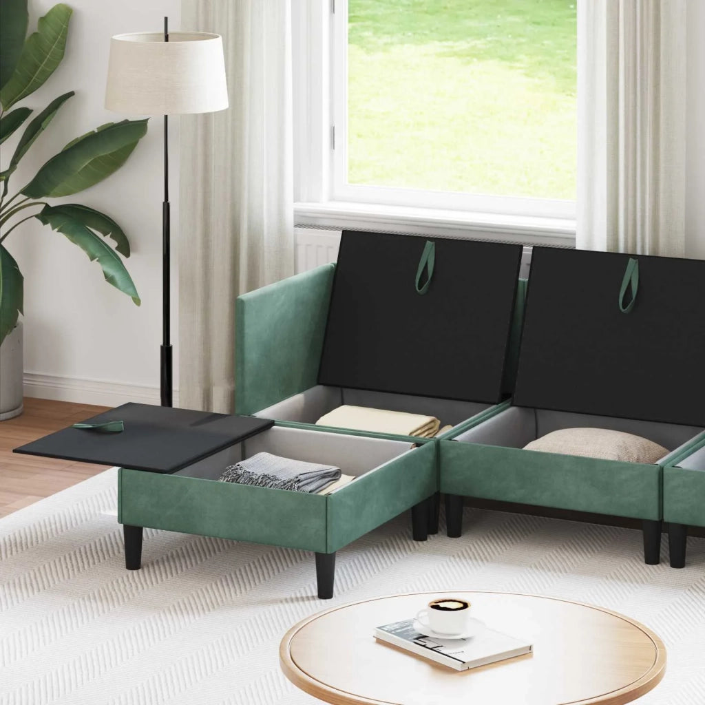 Set di mobili per il soggiorno 5 pcs Verde Mare Velluto 3413776