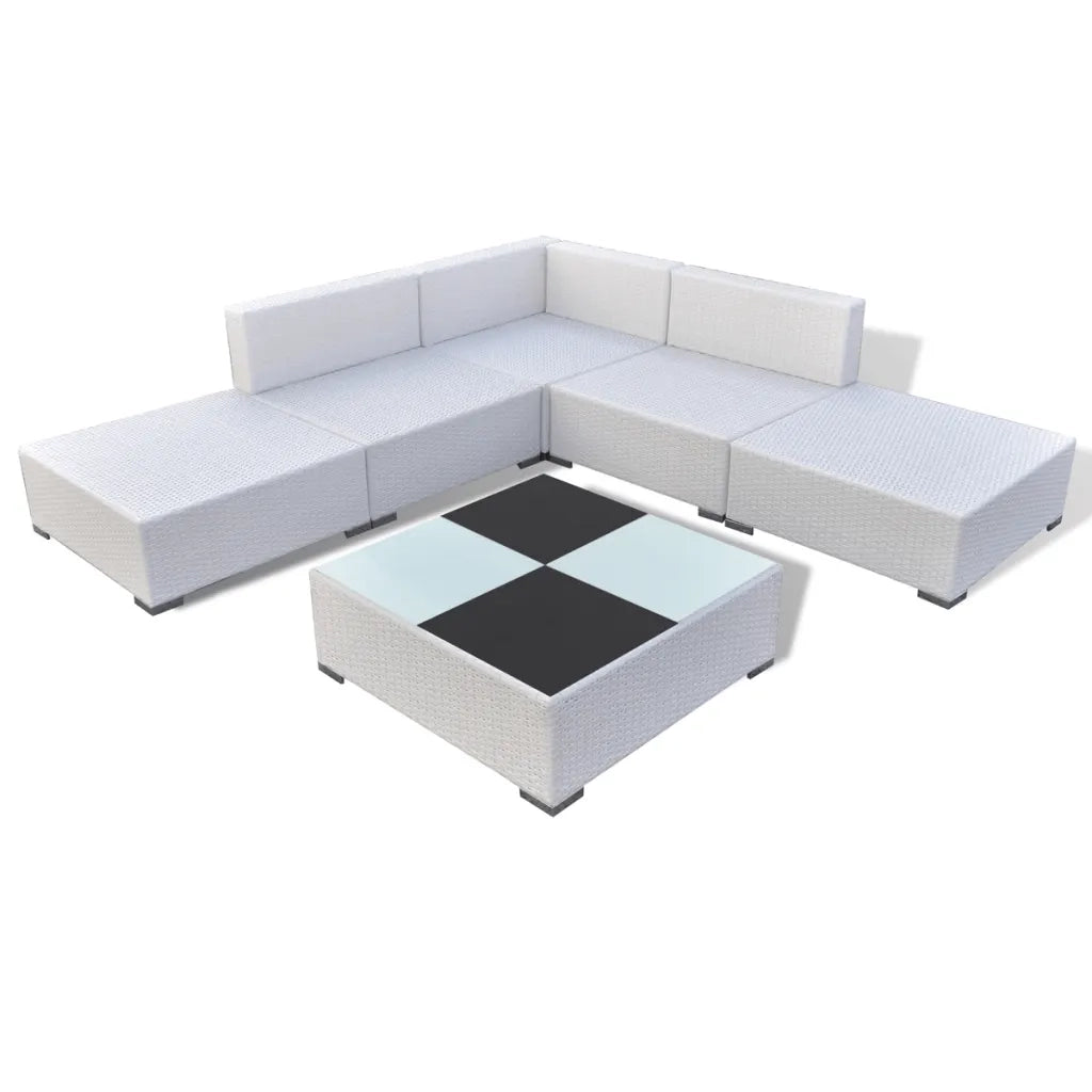 Set Divani da Giardino 6 pz con Cuscini in Polyrattan Bianco 41264
