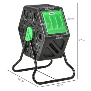 COMPOSTATORE ROTANTE 65 L 60x49x77 cm Plastica Nero