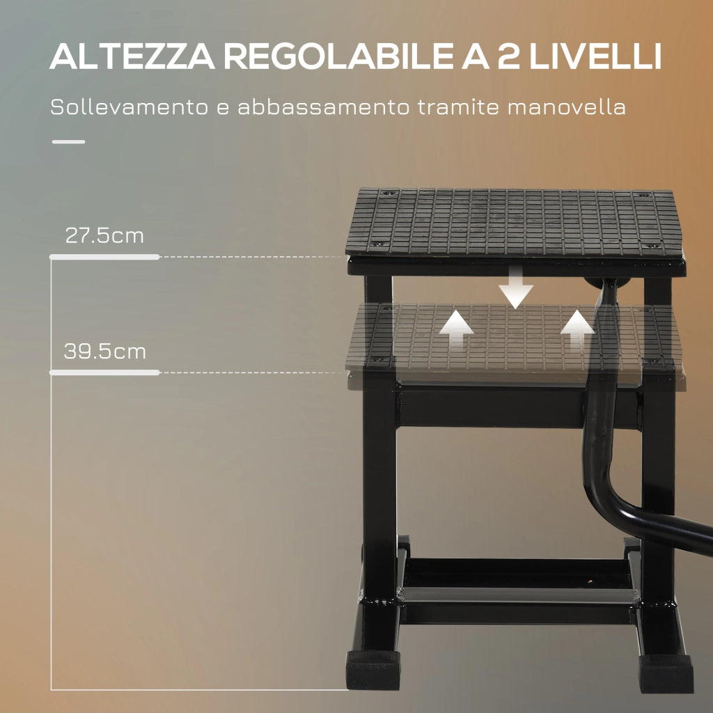 Cavalletto Alzamoto in Acciaio ¨C Xylo ¨C 150kg, Superficie Gomma, 48x34x43cm, Nero