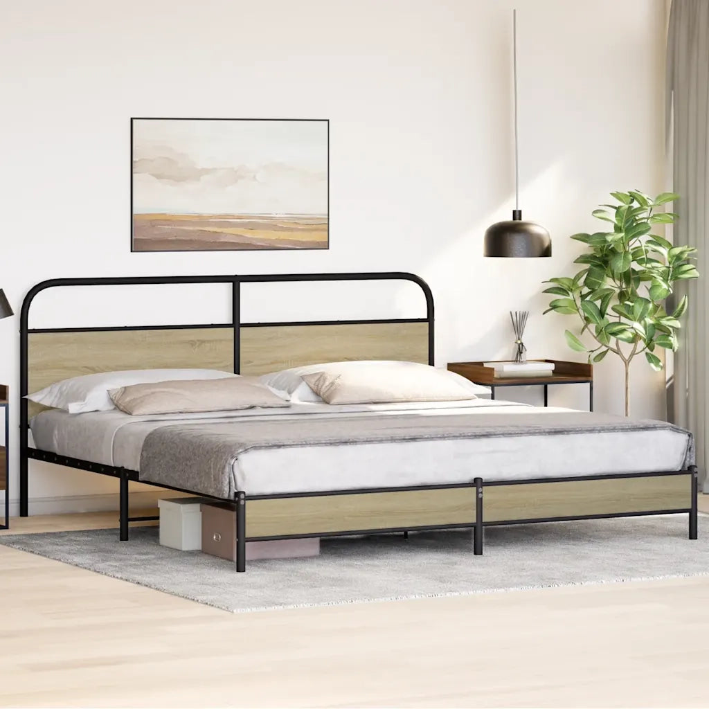 Giroletto senza Materaso in Metallo Rovere Sonoma 183x213 cm 3318685