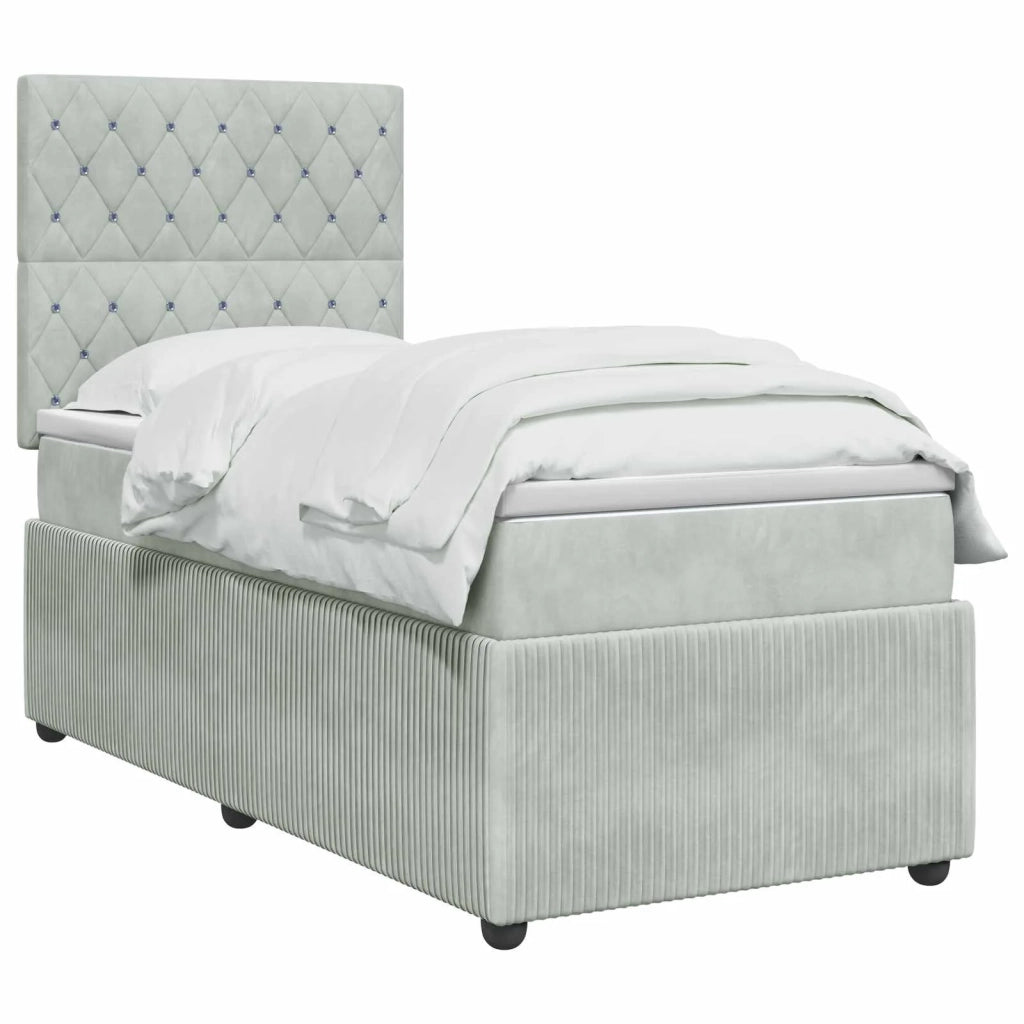 Letto Box Spring LED con Materasso Grigio Chiaro 100 x 200 cm 3456005