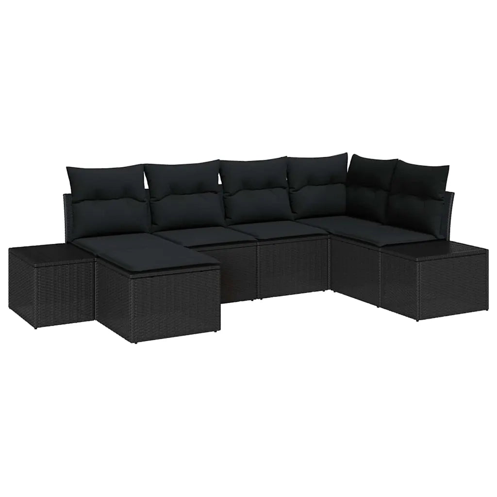 Set Divano da Giardino con cuscino 6 pcs Nero polyrattan 3355802