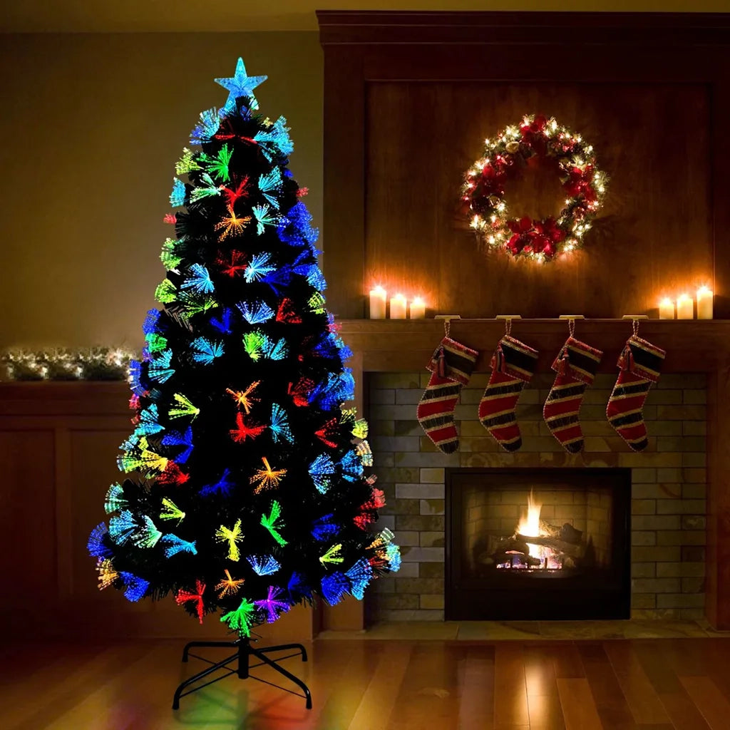Albero di Natale | Decorazioni natalizie artificiale con 210 LED Verde 180 cm PVC