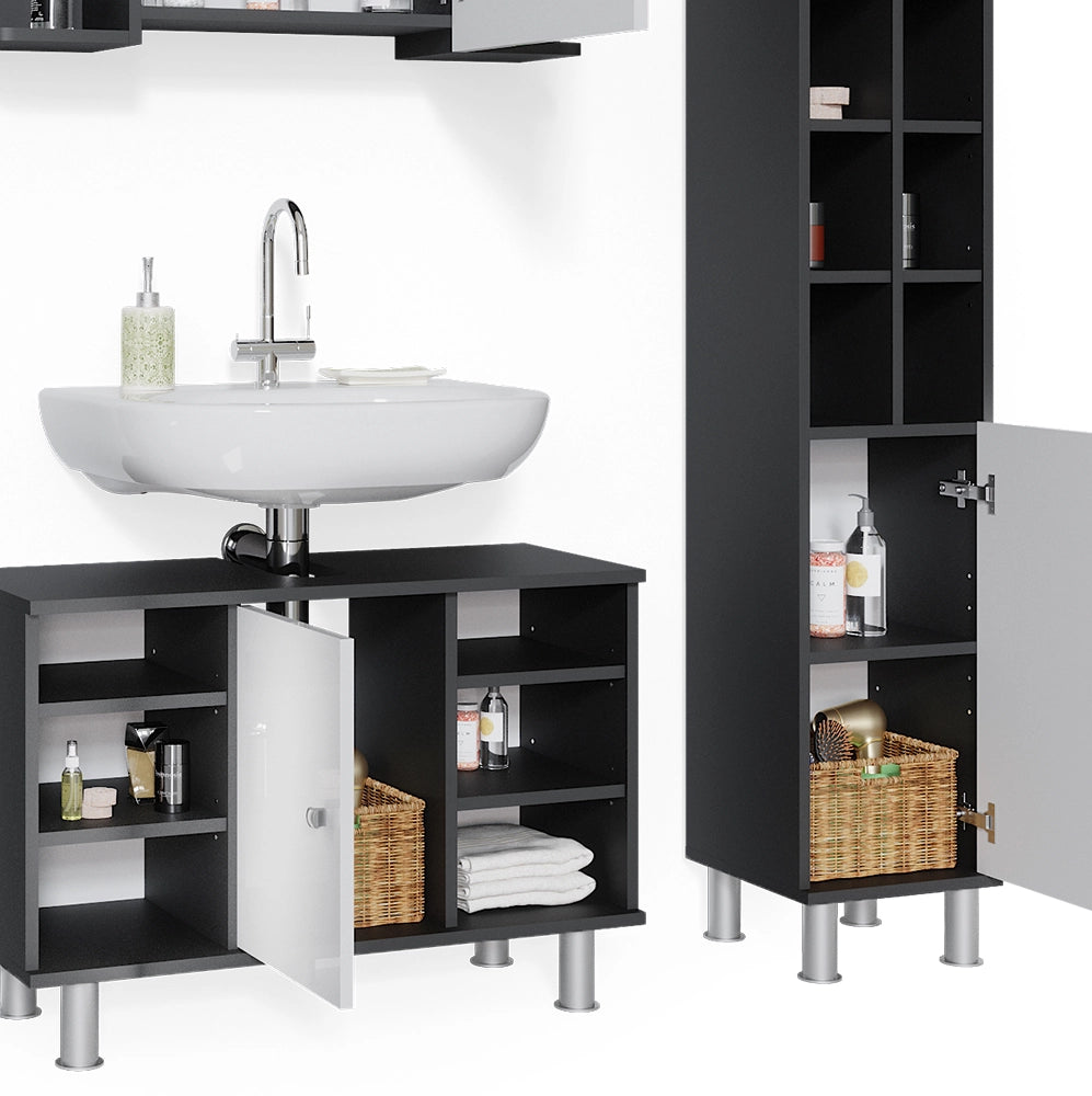 Vicco Set mobili bagno Antracite 4 parti