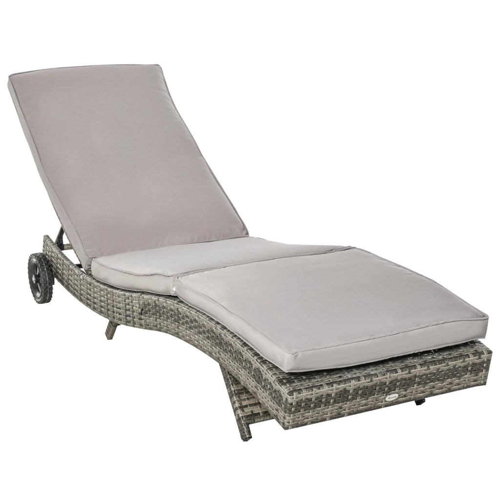 Sdraio da Giardino in Rattan PE ¨C Xylo ¨C Schienale Regolabile, Cuscino, 207x70x70cm, Grigio