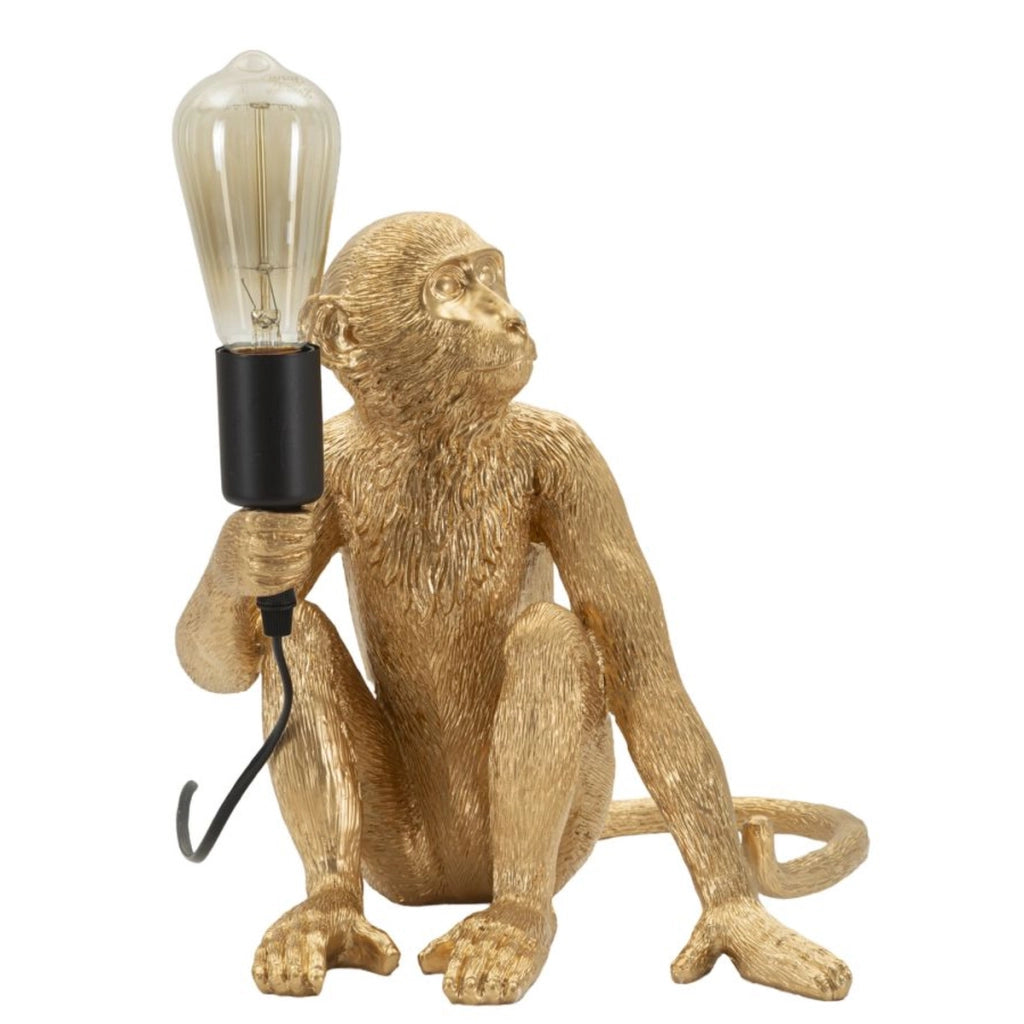 Lampada da Tavolo Scimmia 2, Oro, Poliestere, 33x33x32 cm