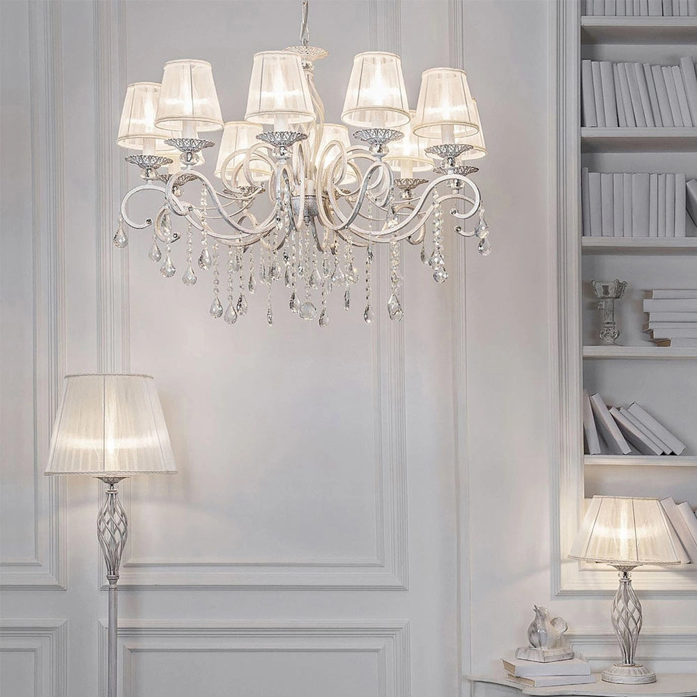 Maytoni Lampada da scrivania shabby chic Grace 1 luce E14 bianco metallo diffusore bianco