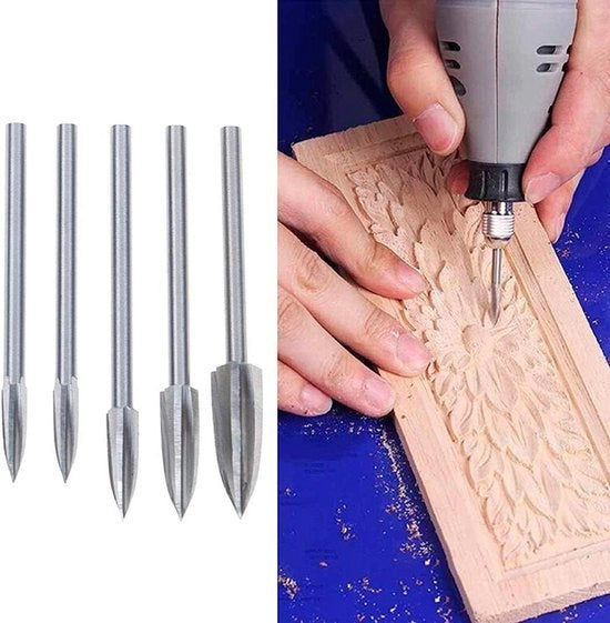 Set di lavorazione del legno - 5 pezzi - lavorazione del legno e trapano per incisione - affilatura e grava - adatto per attrezzo multifunzionale .