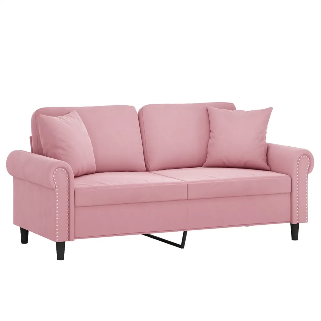 Divano a 2 Posti con Cuscini-Sofa 2 Posti con Cuscini Rosa 140 cm in Velluto 259718