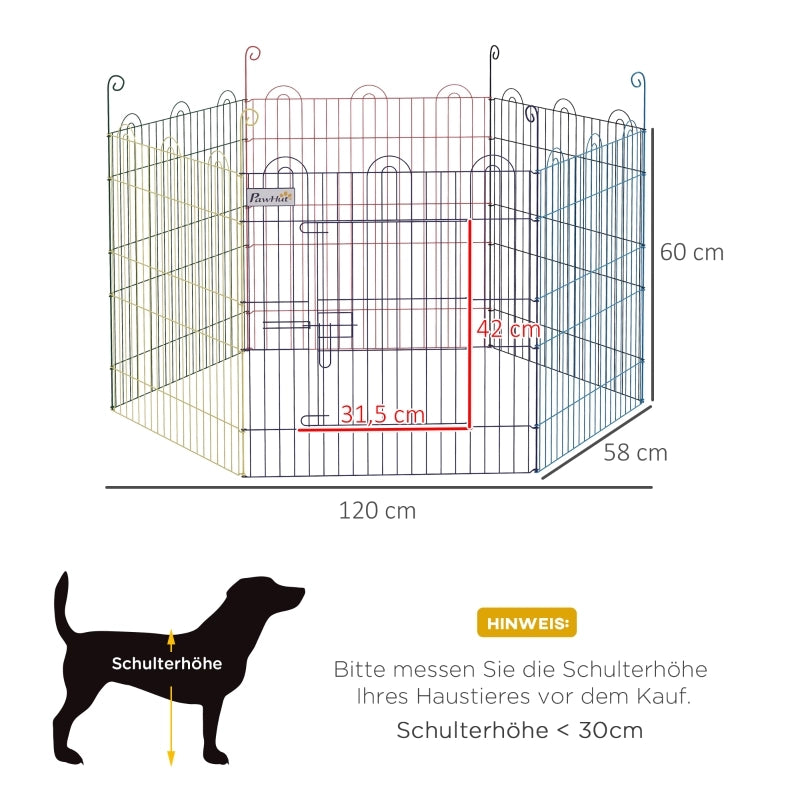 Recinto per esterni, spazio per cuccioli, design modulare, chiudibile a chiave, in metallo, ?120x60H cm, multicolore