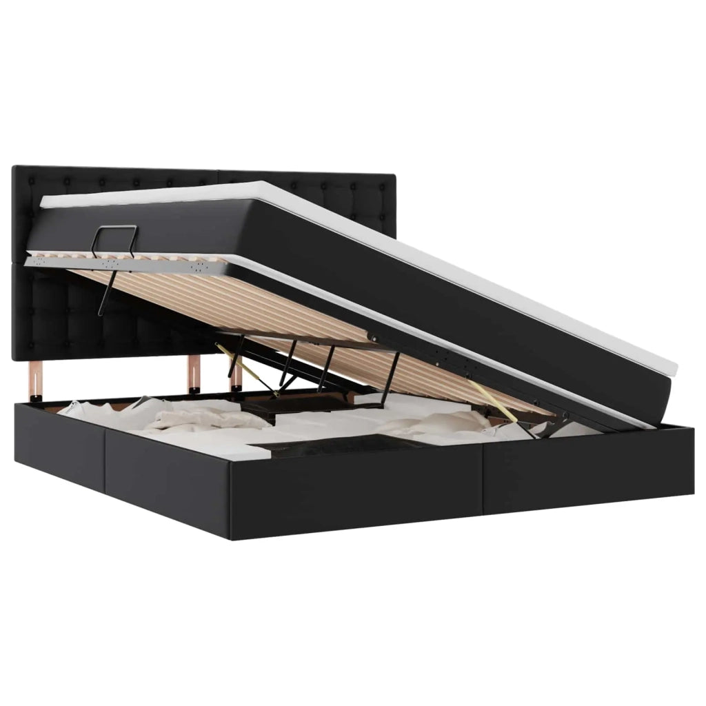 Letto con Contenitore Nero 160 x 200 cm Pelle Sintetica