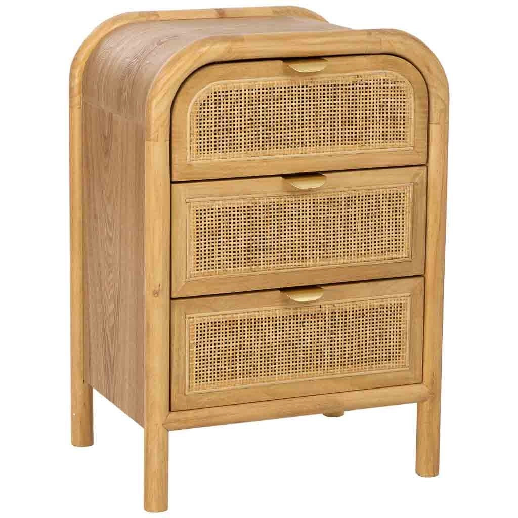 Comodino in legno e rattan marrone 45x35x66h cm