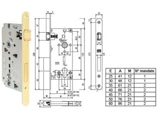 SERRATURA CON FORO CILINDRO SICUREZZA 2.0 BORDO TONDO OTTONATO LUCIDO- - mm.30 (B80851.30.03) - 1 pezzi AGB