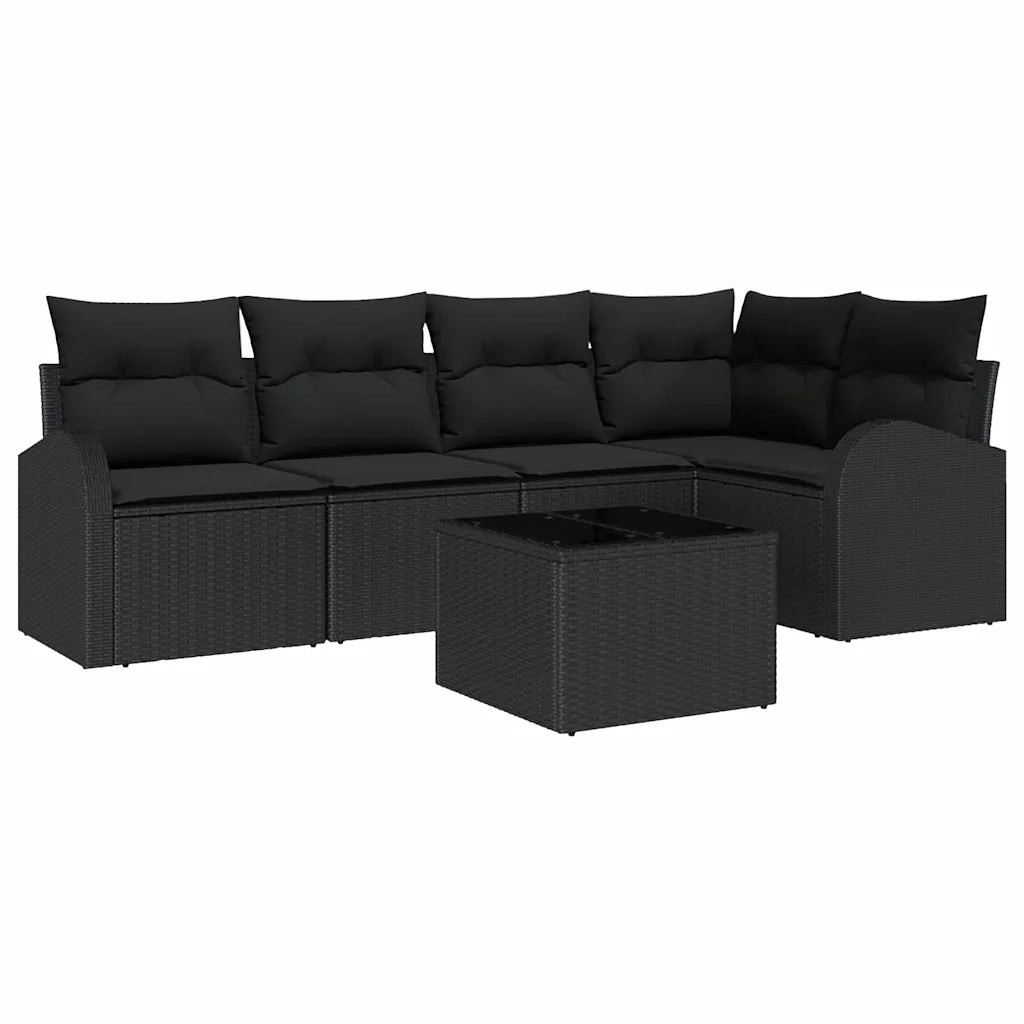 Set di divani con cuscino Nero Poliestere