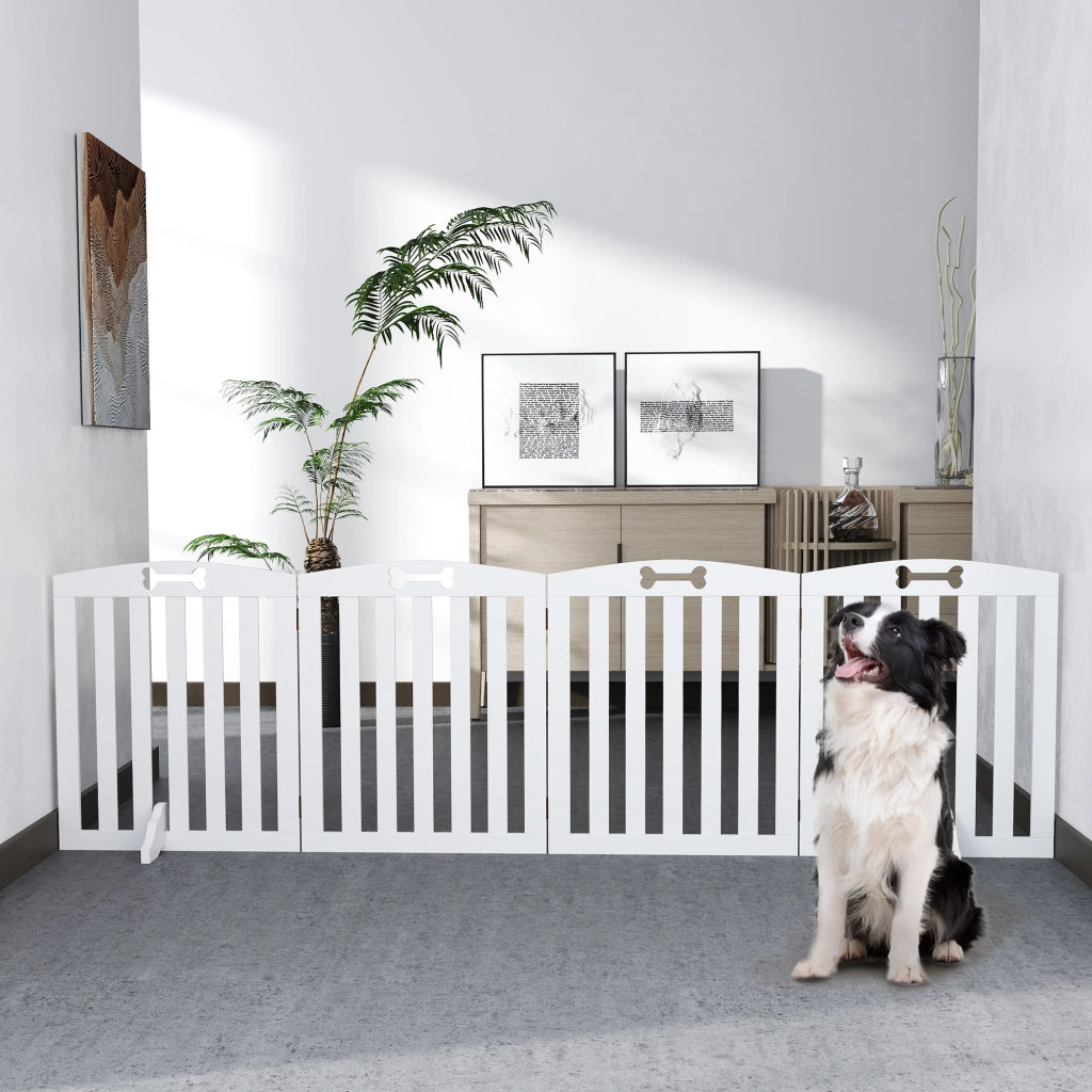 Cancello per Cani Freestanding con Piedini ¨C zephmum ¨C 207.5x30x61 cm Bianco