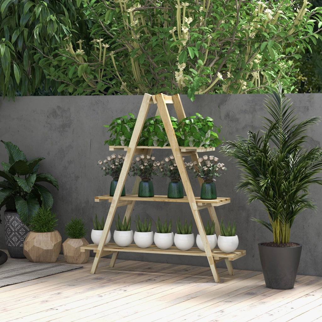 Portapiante a Doghe Verticale 3 Livelli ¨C Minimal ¨C Legno 100x36x112 cm