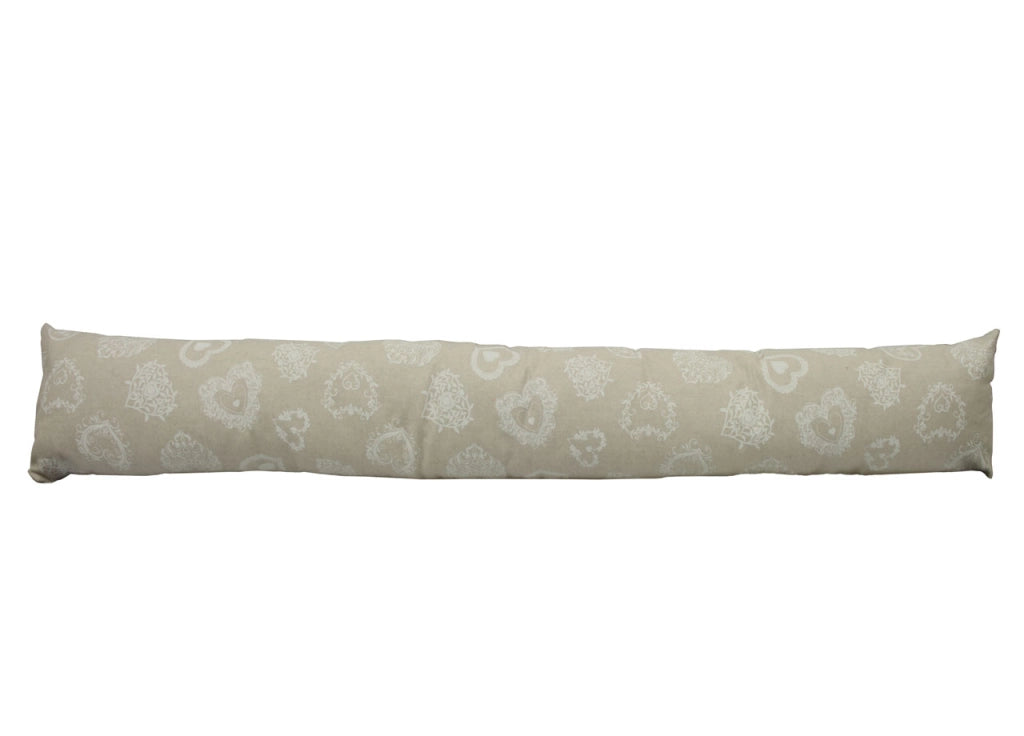 Paraspiffero Decorativo Salsicciotto Porta Finestra Sfoderabile Cuore Bianco 110cm