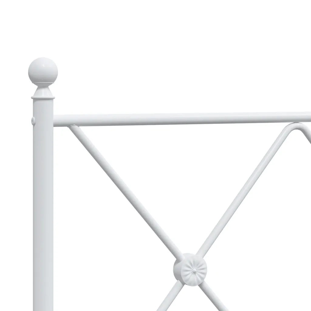 Giroletto con Testiera-Struttura Letto con testiera Metallo Bianco 100x190 cm 457644