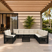 Set Divano da Giardino 11 pcs Nero polyrattan 3436054