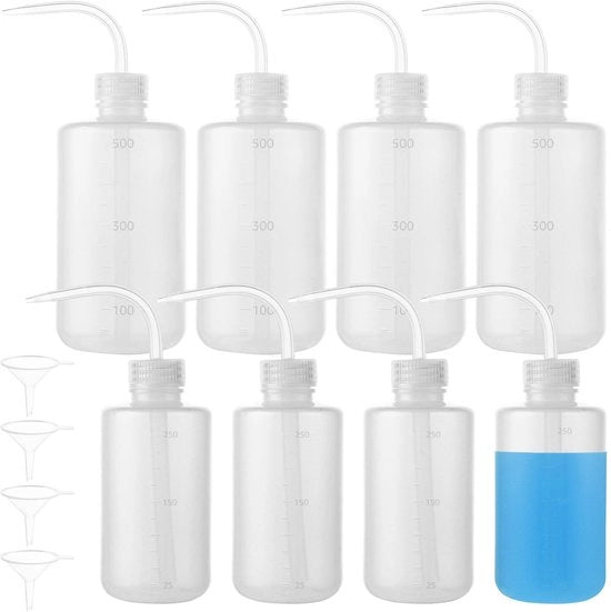 Set di flaconi da 3000 ml - 8 pezzi 250 ml/500 ml - Flacone da laboratorio - Flacone a vite - Flacone da pianta - Incluso beccuccio - Flacone a compressione