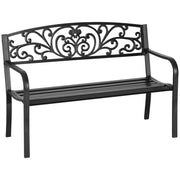 Panchina da Giardino ¨C Zephmum ¨C Acero Fuso Nero 2 Posti 127x60x87 cm