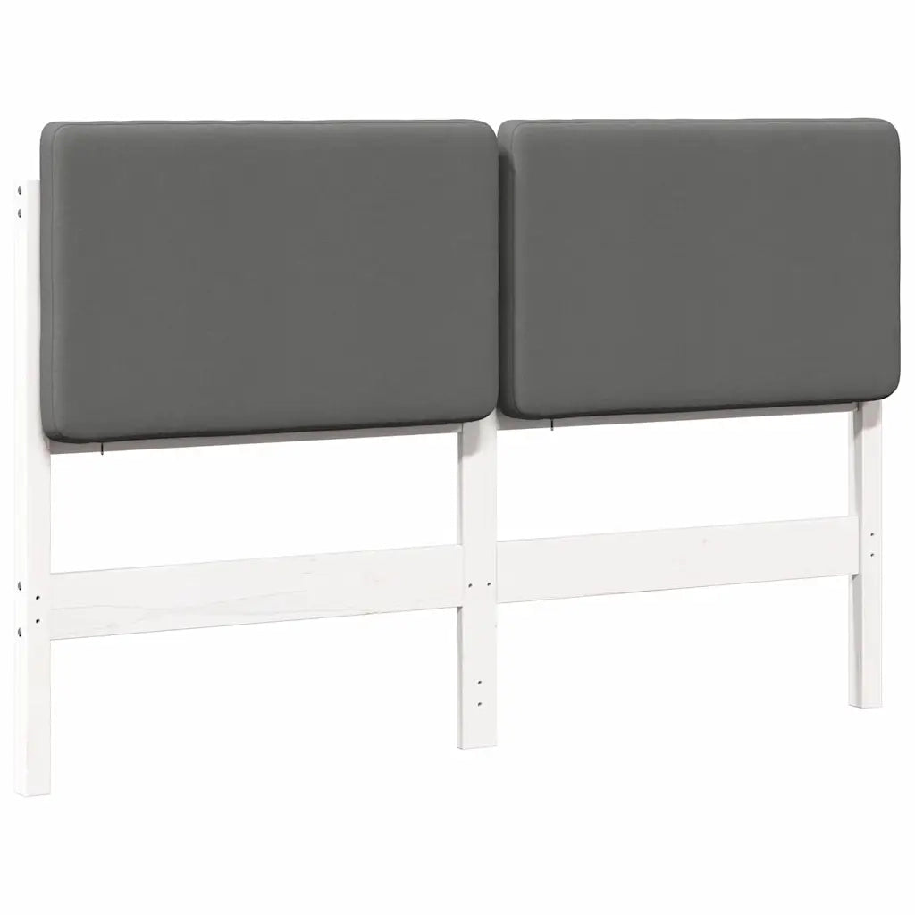 Testiera | Testata imbottita Bianco e grigio chiaro 140 cm Pino massello
