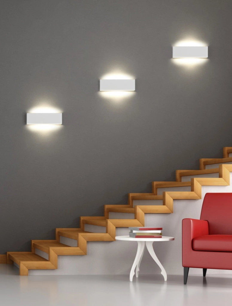 Applique LED bi-emissione, metallo, bianco, L 28 cm, Concha