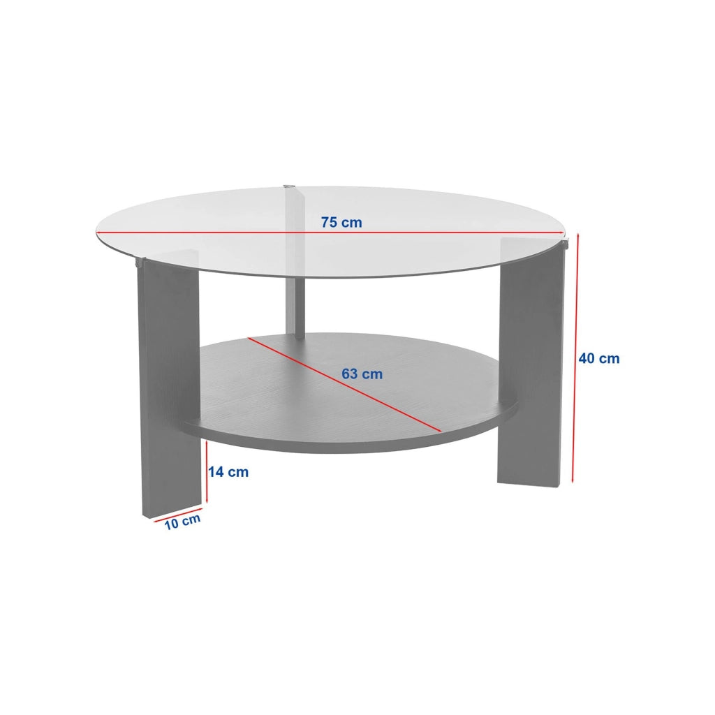 Canevino, Tavolino da Salotto Forma Rotondo, 75x75x40h cm Marrone Noce