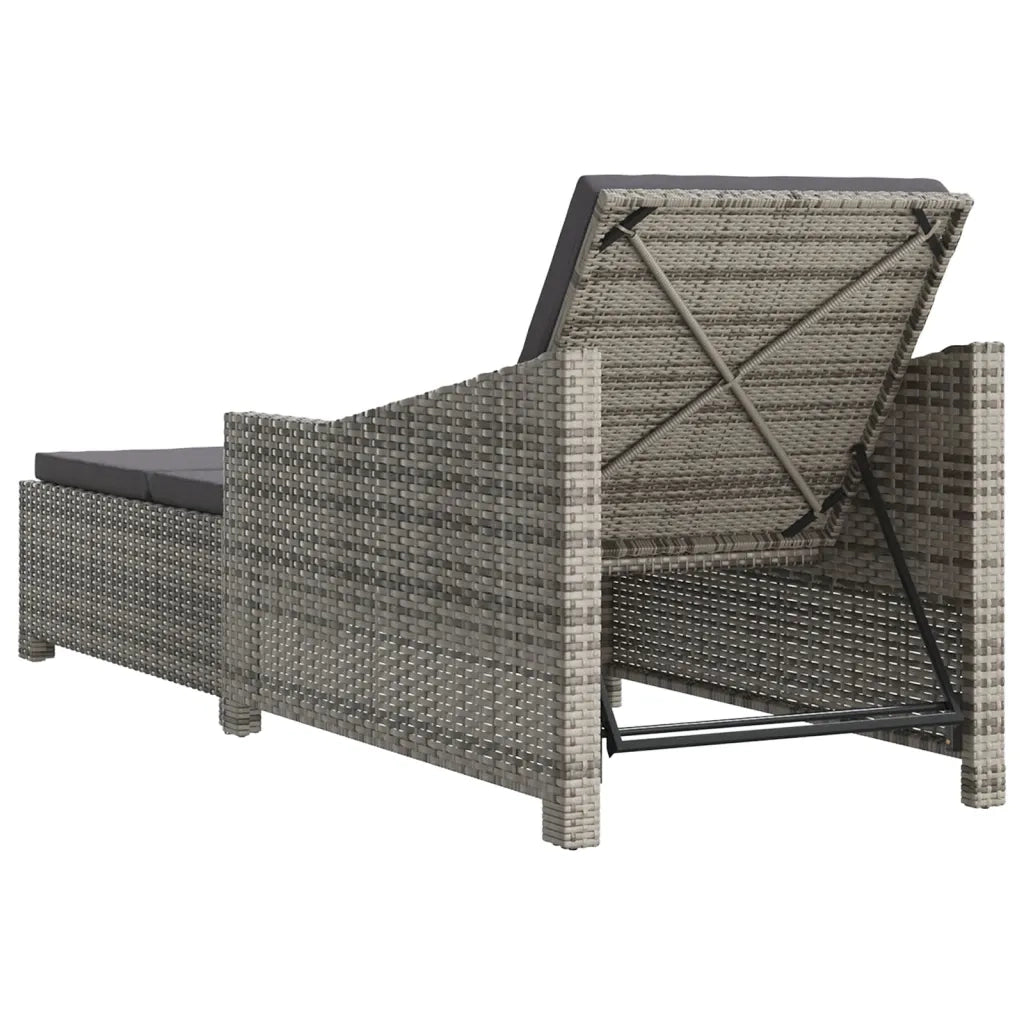 Lettino Prendisole con Cuscino Grigio Scuro Polyrattan Grigio 317180