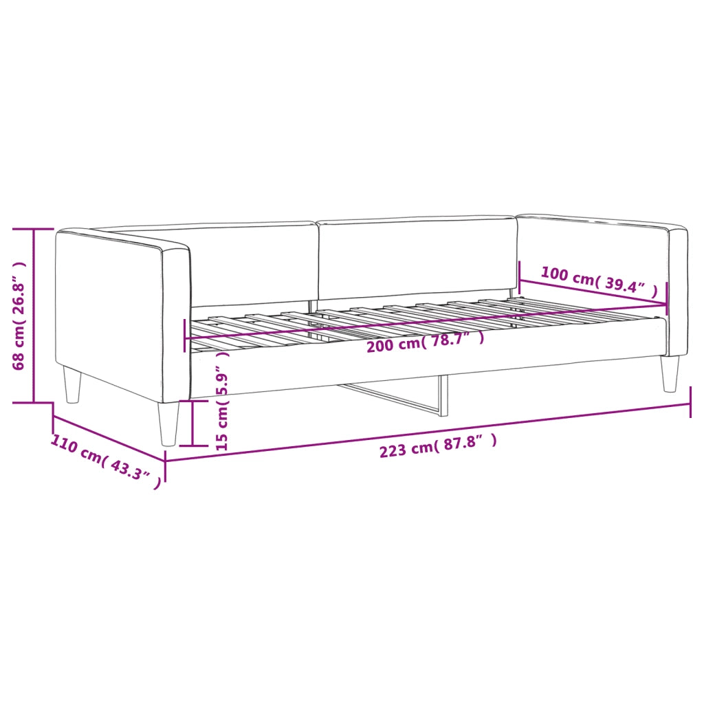 Letto singolo | Letto per adulti | Letto da Giorno Crema 100x200 cm in Tessuto