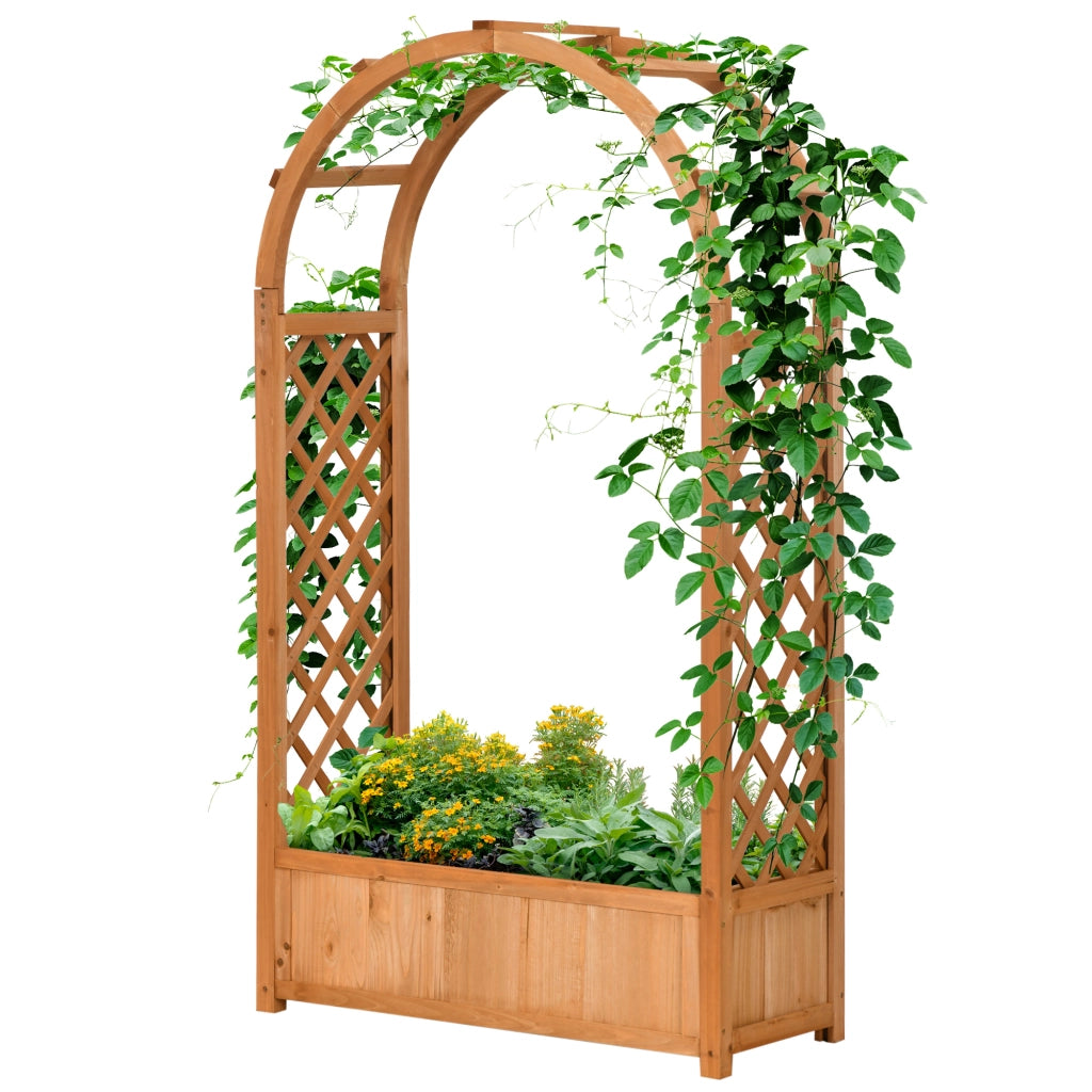 Fioriera con graticcio e arco ¨C Xylo ¨C legno pino pre-oliato 83x36x152 cm