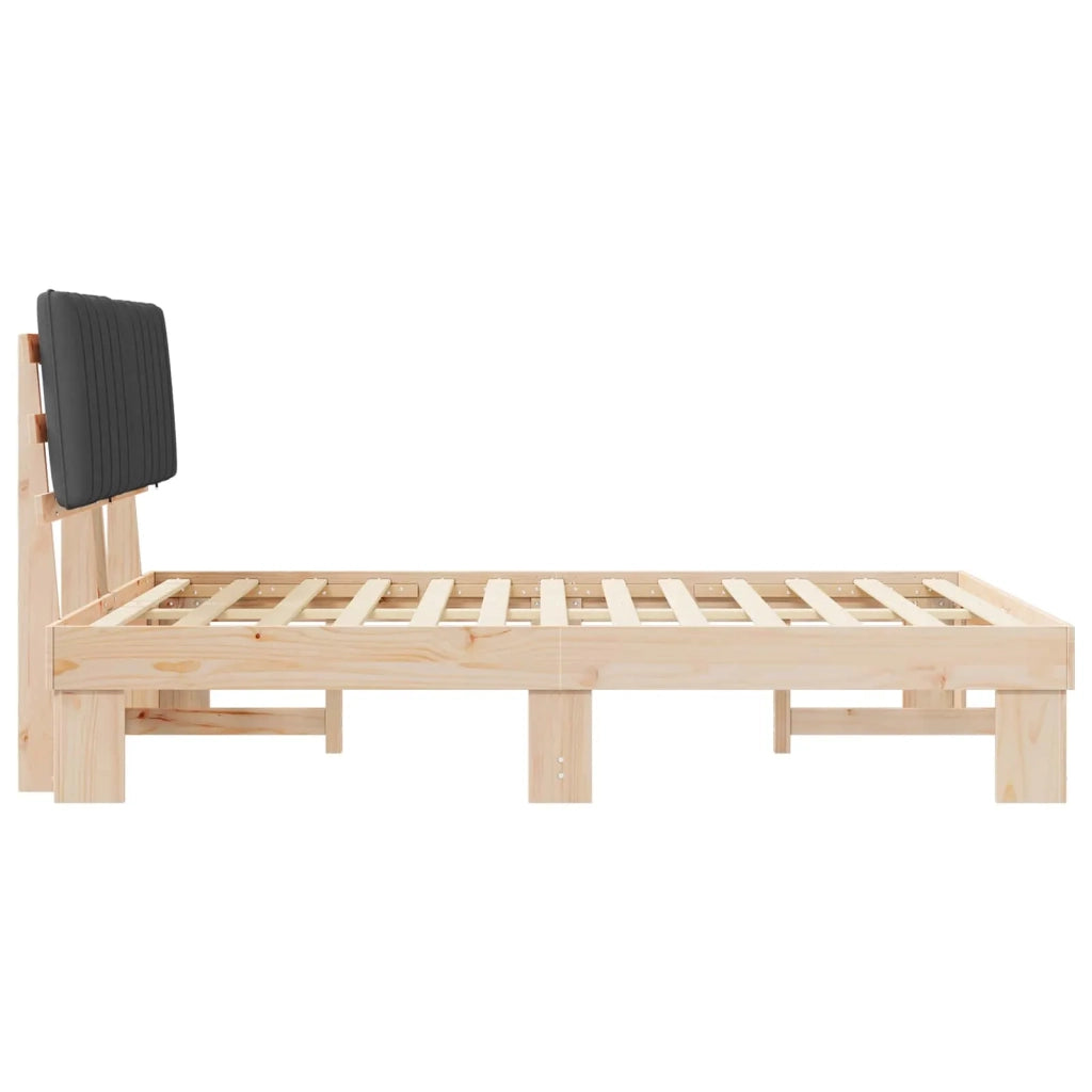 Letto matrimoniale | Letto per adulti | Letto con Testiera Rivestita Grigio scuro 135 x 190 cm