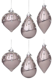 Pendagli Palline di Natale in Vetro Goccia Rosa Oro Addobbi Albero Spark