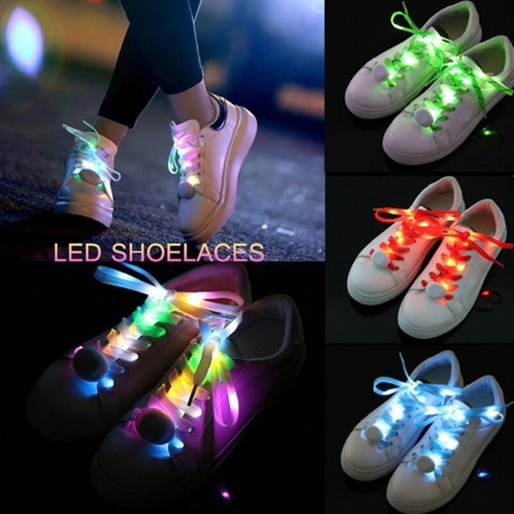 Trade Shop - Coppia Di Lacci Piatti Per Scarpe Colorati Con Luci A Led Stringhe Sneaker -