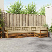 Set di divani da esterno con cuscino 5 pcs Naturale e Beige 3373448
